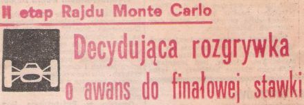 47 Rallye Monte Carlo (MC) - 1 eliminacja