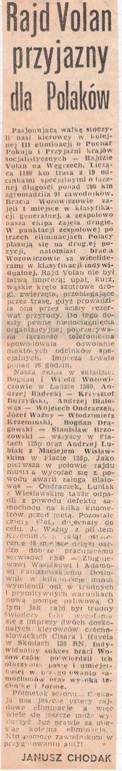 Rajd Volan (H). 3 eliminacja.  26-27.05.1979r.