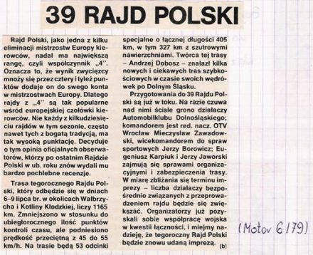 Rajd Polski (PL). 31 eliminacja. 5-8.07.1979r.