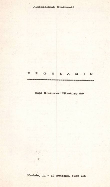 5 Rajd Krakowski Krokusy - 1980r.