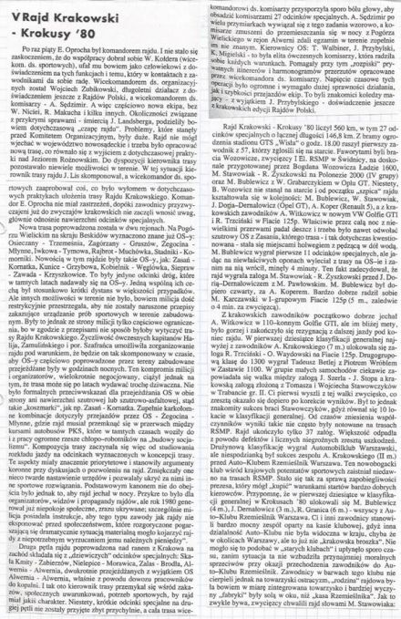 5 Rajd Krakowski Krokusy - 1980r.