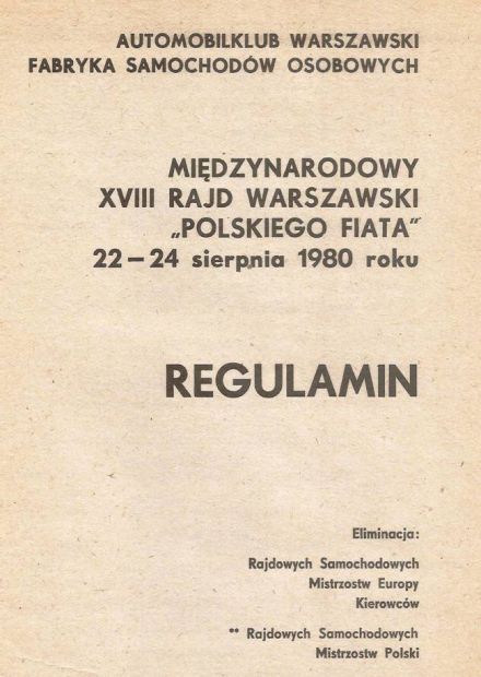 18 Rajd Warszawski - 1980r.