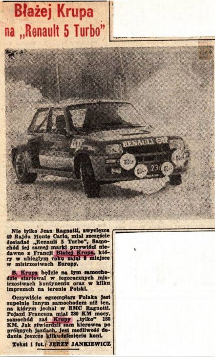 Renault 5 Turbo Błażeja Krupy
