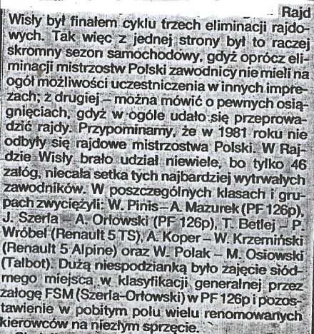 Rajd Wisły - 1982r