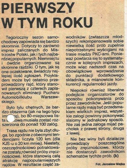 Rajd o Puchar Automobilklubu Warszawskiego - 1982r.