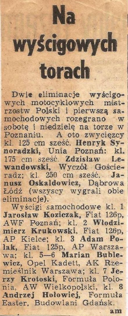 Poznań - 1 eliminacja WSMP 1982r