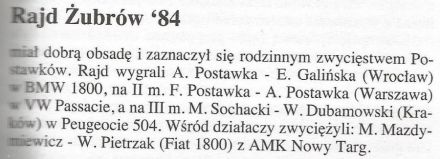 Rajd Żubrów - 1984r