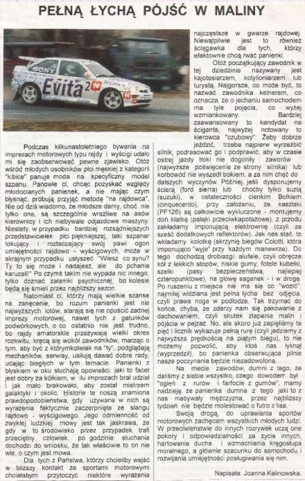 Pełną łychą pójść w maliny - rajdowy słownik