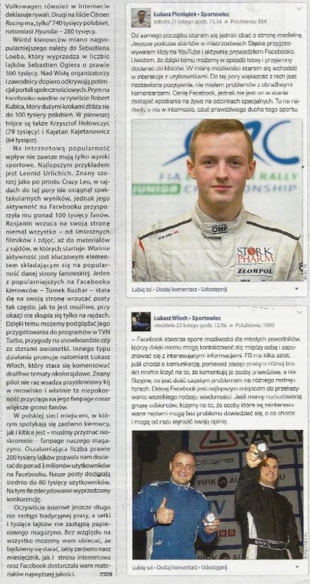 Zawodnicy na facebooku