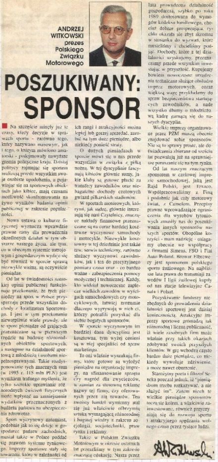 Sponsor poszukiwany