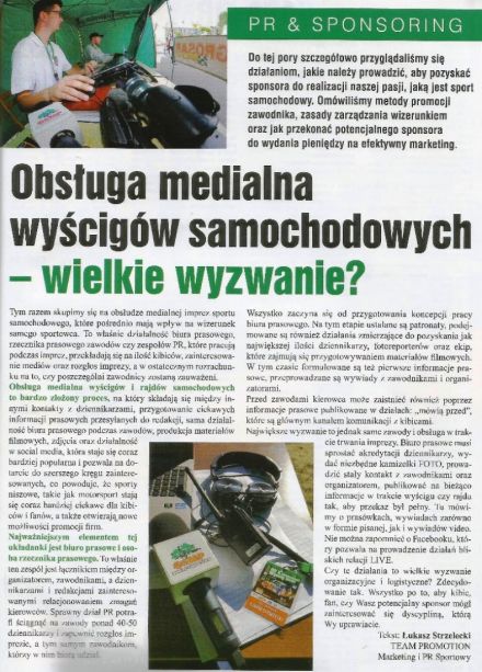 Obsługa medialna wyścigów samochodowych