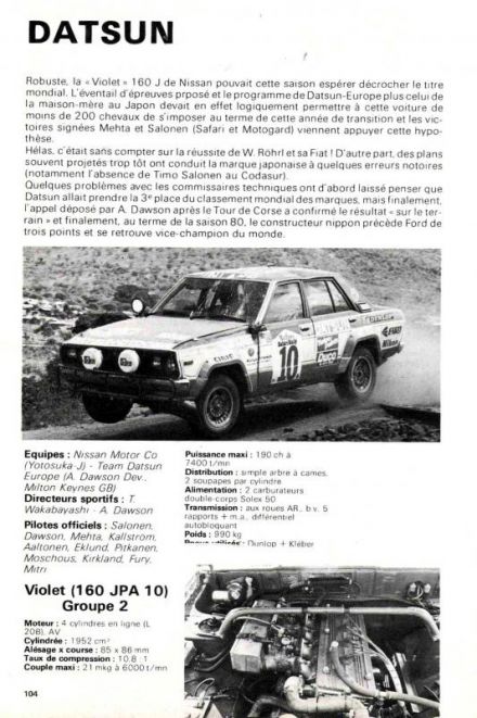 Datsun Violet 160 JPA 10 – Grupe 2